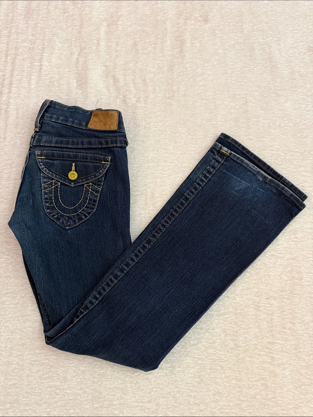 Y2K Vintage True Religion Women's Dark Blue Low rise Boot-Cut Jeans